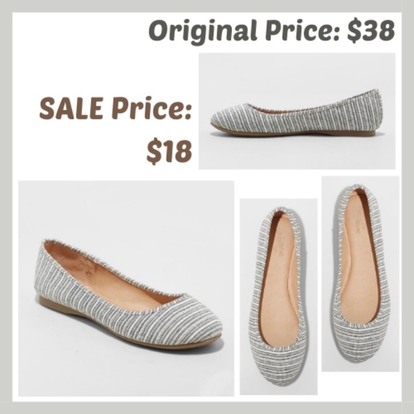Linen Ballet Flats (Universal Thread, Blue & White) - Picture 2 of 2